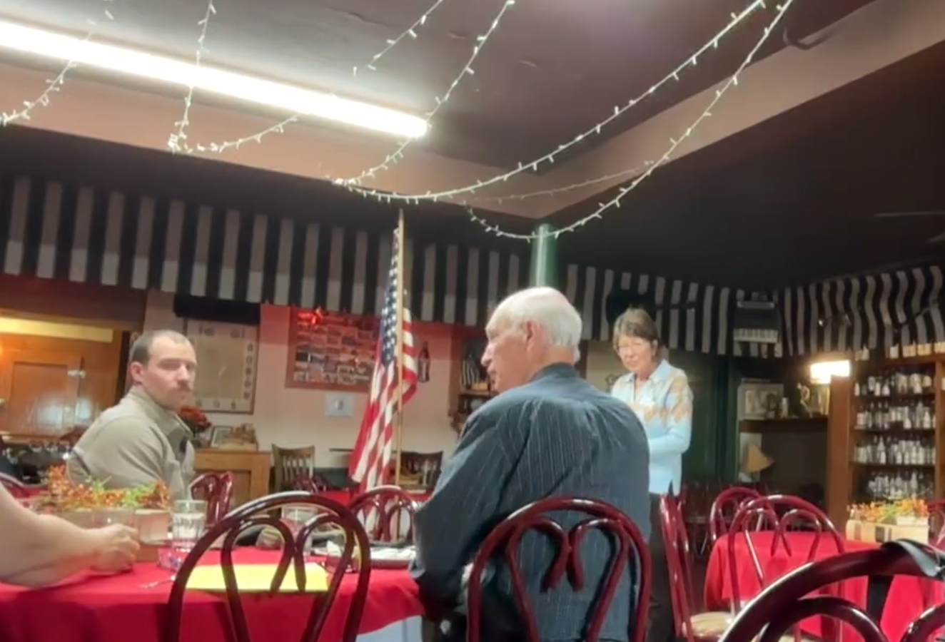 Image of the meeting from 11/18/25 including Stacy Williams and Dr. Dryden| Bradford Kiwanis tree farm update | Kiwanis Club of Bradford
