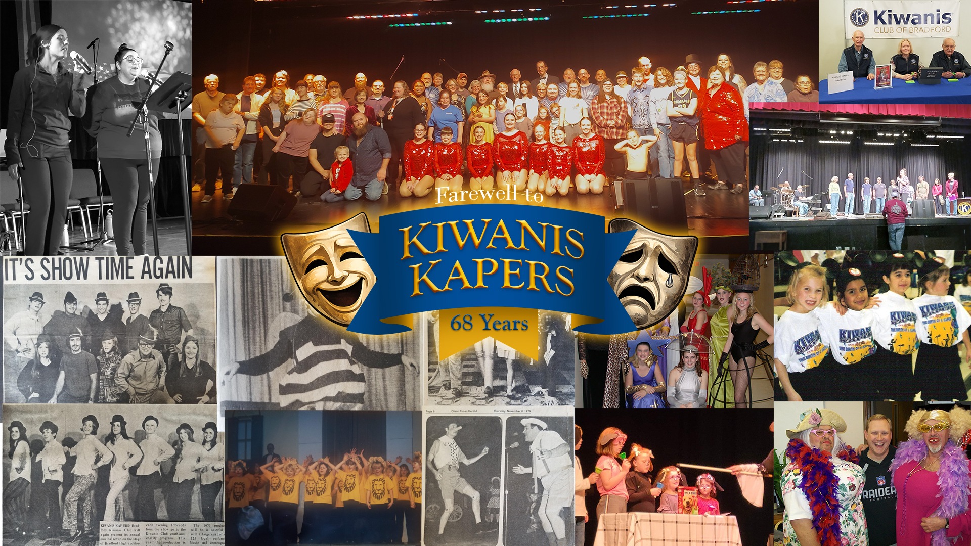 A Farewell to Kiwanis Kapers | Images of past productions in a collage | Champions for Children Awards | Kiwanis Club of Bradford